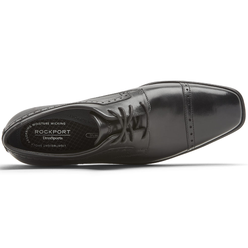 Rockport Mens Oxfords Black - Farrow Cap Toe - UK 218-DMKBZH